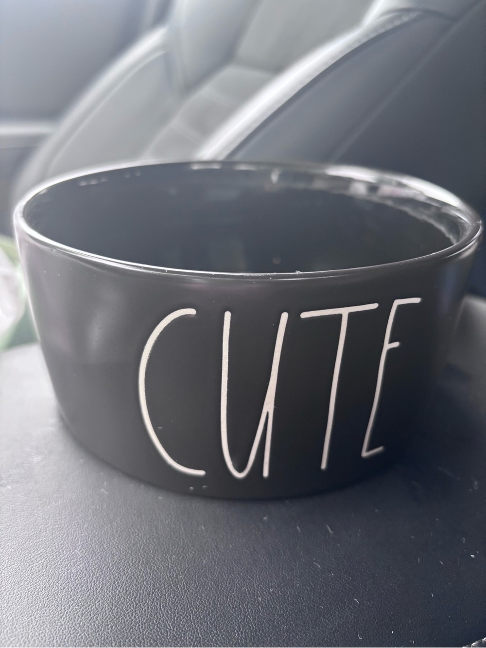 Rae Dunn Black Ceramic Bowl with WHITE 'CUTE' Lettering